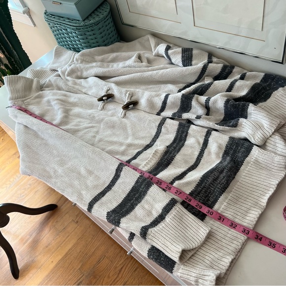 GAP Collared Toggle Cardigan Sweater Snow Cap Grey Stripes Size XXL - Picture 9 of 9